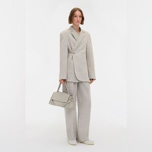 Róhe Beige Overlap Linen Blend Blazer, Size 40 (US 8)